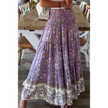 Azura Exchange Floral Print High Waist Maxi Skirt - M