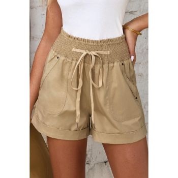 Azura Exchange Drawstring Khaki High Waist Shorts - L