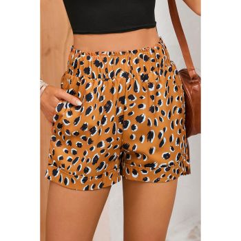 Azura Exchange Ruffle Leopard Print Elastic Waist Shorts - L