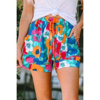 Azura Exchange Floral Print Drawstring Waist Casual Shorts - L