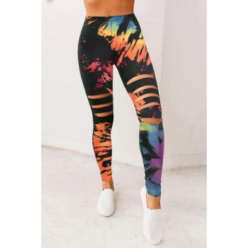 Azura Exchange Tie Dye Hollow Out Fitness Leggings - L