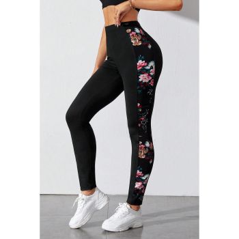 Azura Exchange Floral Patch High Waist Leggings - L