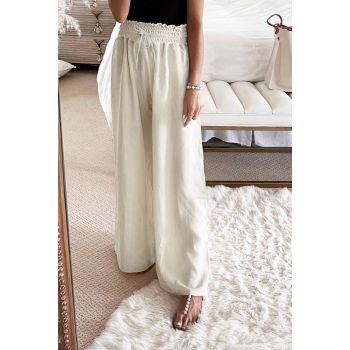 Azura Exchange Smocked High Waist Wide Leg Pants - L