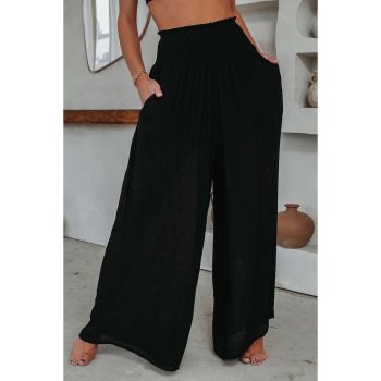 Azura Exchange Frill Smocked Flowy Wide Leg Pants - S