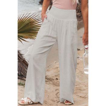 Azura Exchange High Waist Wide Leg Pants with Smocked Waistband - L