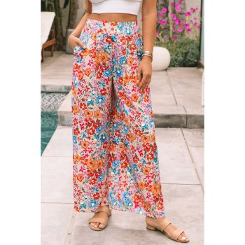 Azura Exchange Floral Print Pocketed Wide Leg Oversized Pants - L