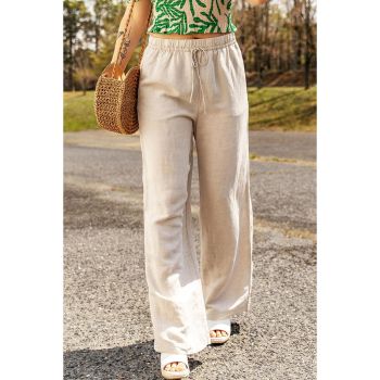 Azura Exchange Elastic Linen Drawstring Waist Pants - L