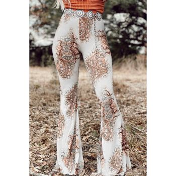 Azura Exchange Vintage Print High Waist Bell Pants - L