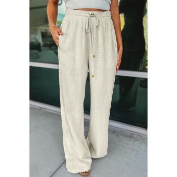 Azura Exchange Striped Linen Drawstring Pants - L