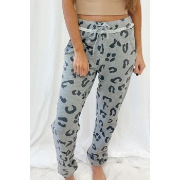 Azura Exchange Leopard Print Drawstring High Waist Jogger Pants - L