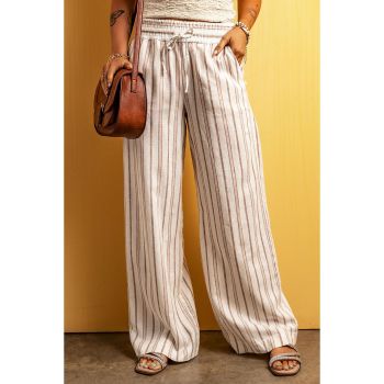 Azura Exchange Striped Print Drawstring High Waist Casual Pants - M