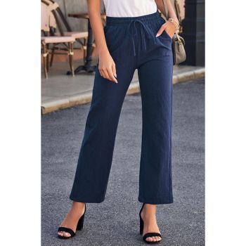 Azura Exchange Elastic Waist Drawstring Pants with Pockets - L