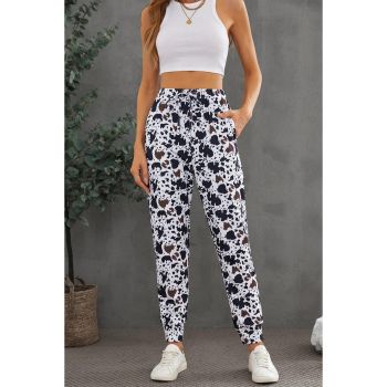 Azura Exchange Elastic Waist Cow Print Pants - M