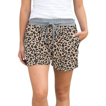 Azura Exchange Leopard Print Drawstring Waist Shorts - L