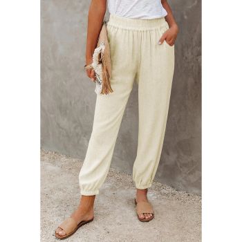 Azura Exchange Linen Pocketed Elastic Waistband Joggers - 2XL