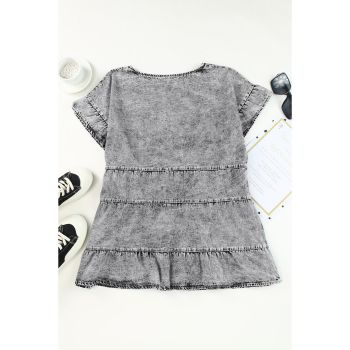 Azura Exchange Tiered Denim Top - L