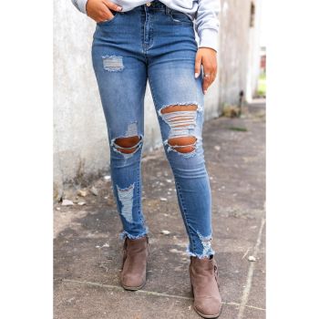 Azura Exchange Distressed Skinny Jeans - L