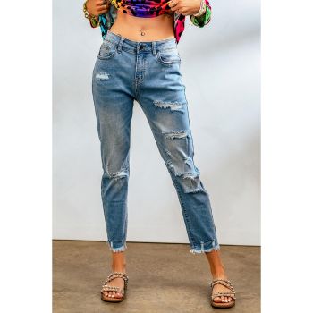 Azura Exchange Distressed Boyfriend Denim Pants - L