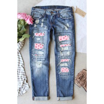 Azura Exchange Heart Patchwork Jeans - 12 US