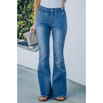 Azura Exchange Distressed Bell Bottom Denim Pants - L