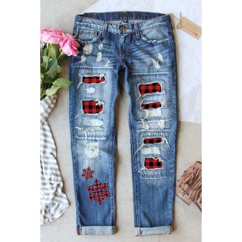 Azura Exchange Distressed Patchwork Jeans - M