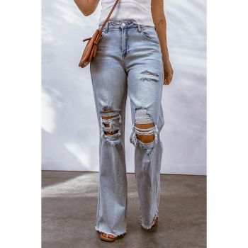 Azura Exchange Wide Leg Distressed Jeans - 10 US