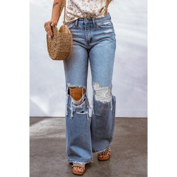 Azura Exchange Open Knee Wide Leg Jeans - 12 US