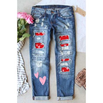 Azura Exchange Patchwork Distressed Jeans - 10 US