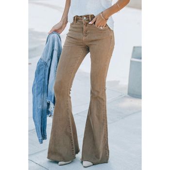 Azura Exchange Khaki High Waist Flare Jeans - 10 US