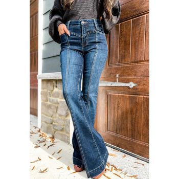 Azura Exchange High Waist Flare Jeans with Seam Stitching and Pockets - 10 US