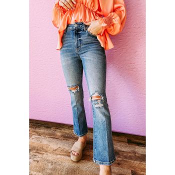 Azura Exchange Distressed Ripped Flare Jeans - 10 US