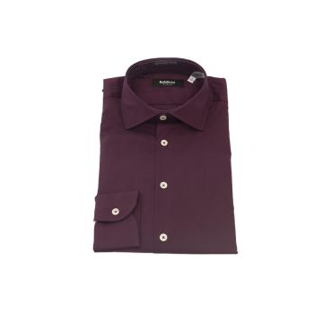 Slim Fit Button-Front Shirt with Italian Collar and Logo Detail 44 IT Men