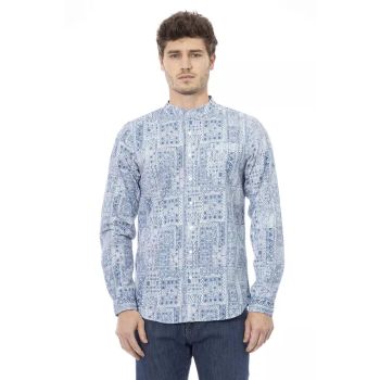 Regular Fit Mandarin Collar Shirt with Button Front Closure L Men