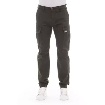 Solid Color Cargo Trousers with Zipper and Button Closure W32 US Men