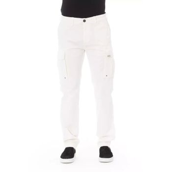 Solid Color Cargo Trousers with Zipper and Button Closure W30 US Men