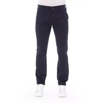 Solid Color Chino Trousers with Zipper and Button Closure W32 US Men