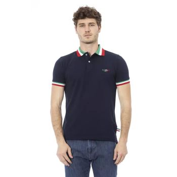 Embroidered Tricolor Collar Polo Shirt L Men