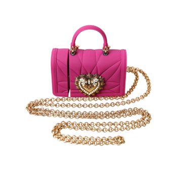 Dolce & Gabbana Women's Pink Silicone Devotion Heart Bag Gold Chain Airpods Case - One Size