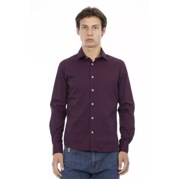 Baldinini Trend Men's Bordeaux Cotton Shirt - L