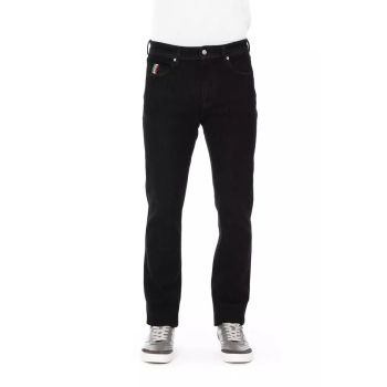 Regular Man Jeans with Logo Button and Tricolor Insert W32 US Men