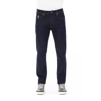 Logo Button Regular Fit Jeans with Tricolor Insert and Contrast Stitching W32 US Men