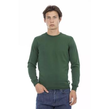 Long-sleeve Ribbed Crew Neck Sweater with Logo Insert M Men