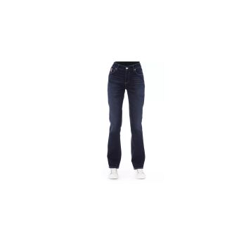 Regular Jeans with Logoed Button and Tricolor Inserts W28 US Women