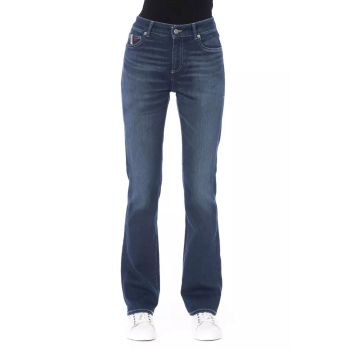 Regular Jeans with Logoed Button and Tricolor Insert W33 US Women