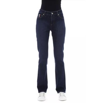 Regular Jeans with Logoed Button and Tricolor Insert W27 US Women