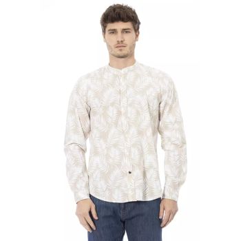 Regular Fit Shirt with Mandarin Collar and Button Closures S Men