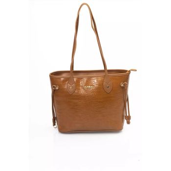 Zip Closure Bag with Internal Compartments and Golden Details One Size Women