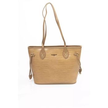 Golden Logo Zip Closure Bag with Internal Compartments One Size Women