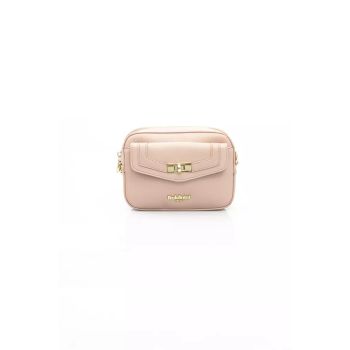 Golden Logo Front Flap Shoulder Bag with Zip Closure One Size Women