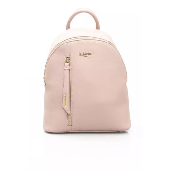 Golden Logo Backpack with Zip Closure and Adjustable Straps One Size Women